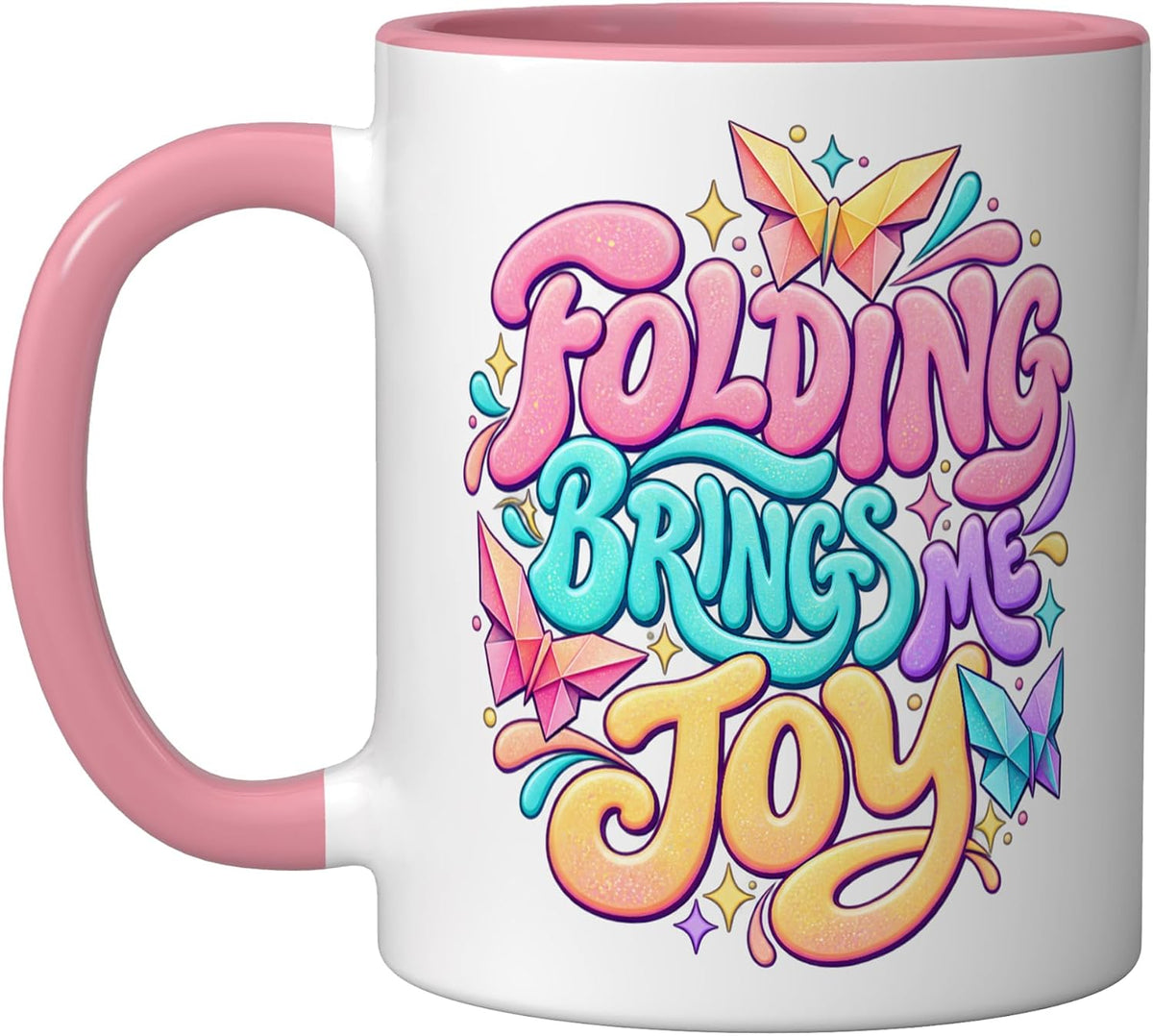 Folding Brings Me Joy Origami Butterflies Ceramic Mug