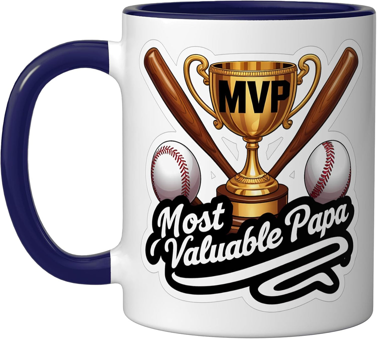 Most Valuable Papa Baseball Dad Coach Player Father's Day Ceramic Mug