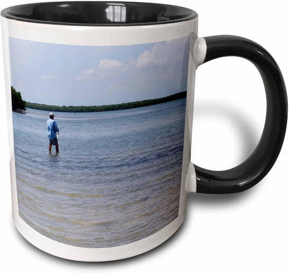 Fisherman Wading Inshore Flats Fishing Photo Ceramic Mug
