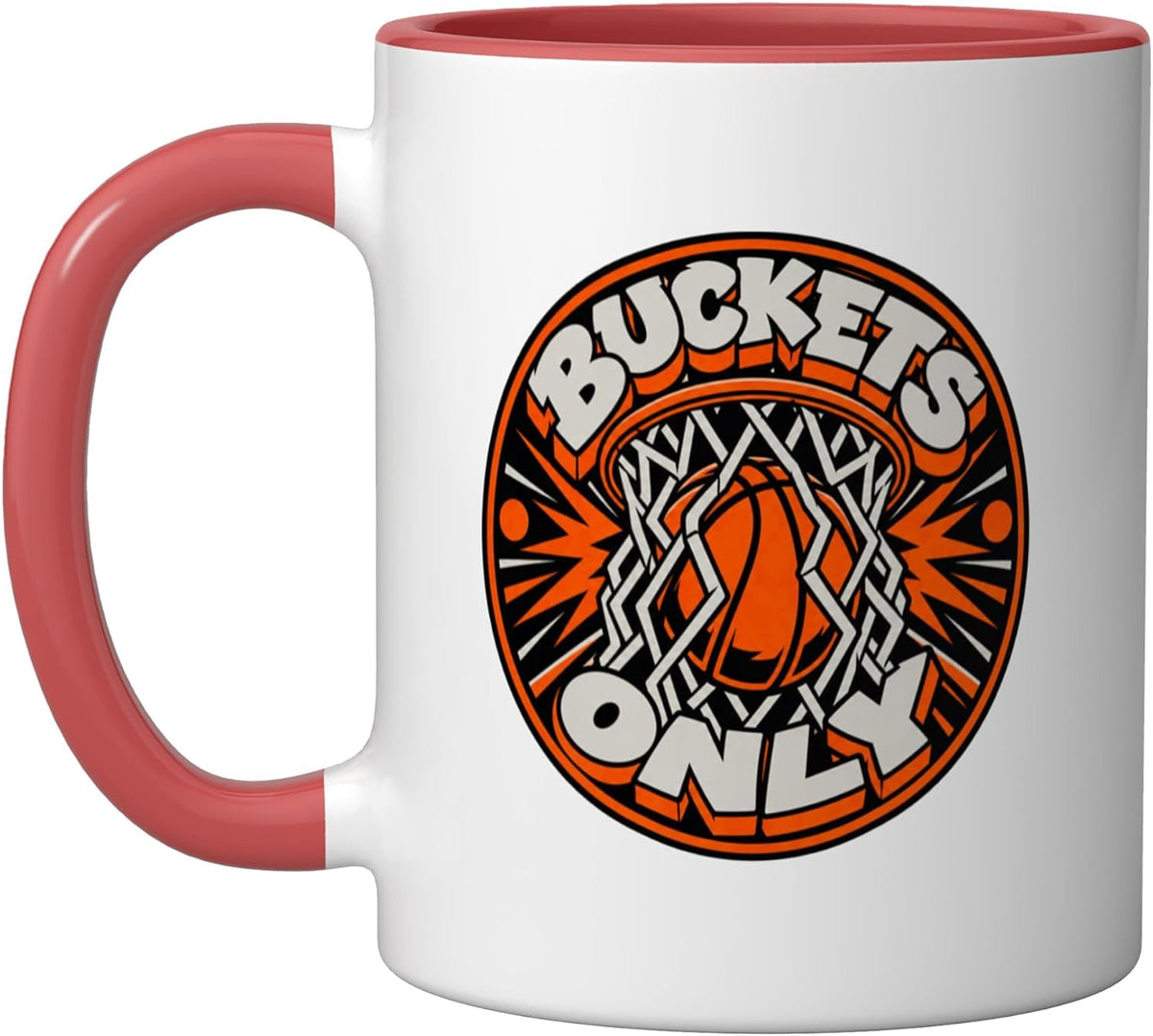 Buckets Only Basketball Hoop Net Streetball Player Badge Ceramic Mug