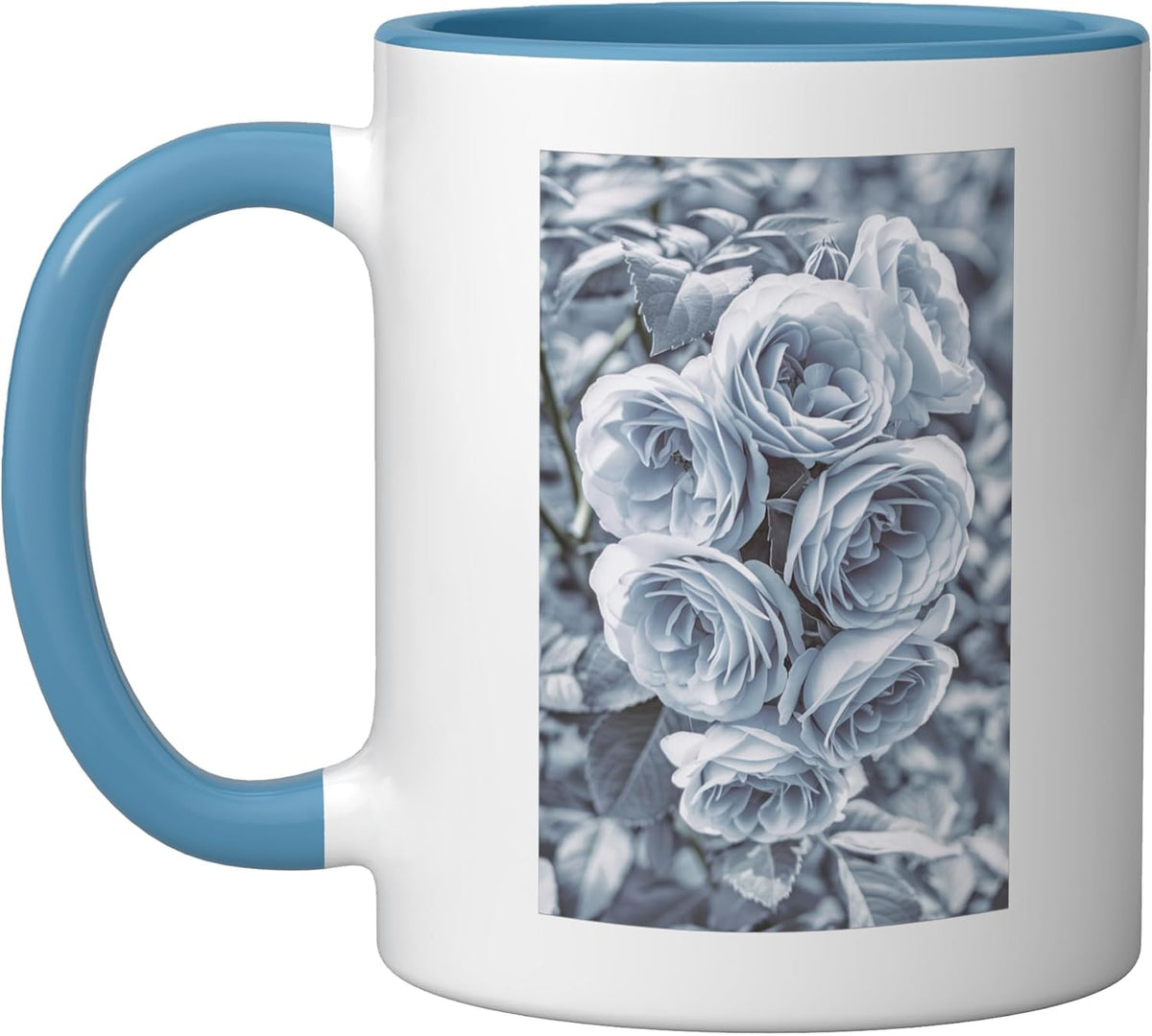 Serene White Rose Bouquet Ceramic Mug