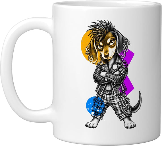 Punk Rock Dachshund Biker Dog Retro Alternative Style Ceramic Mug