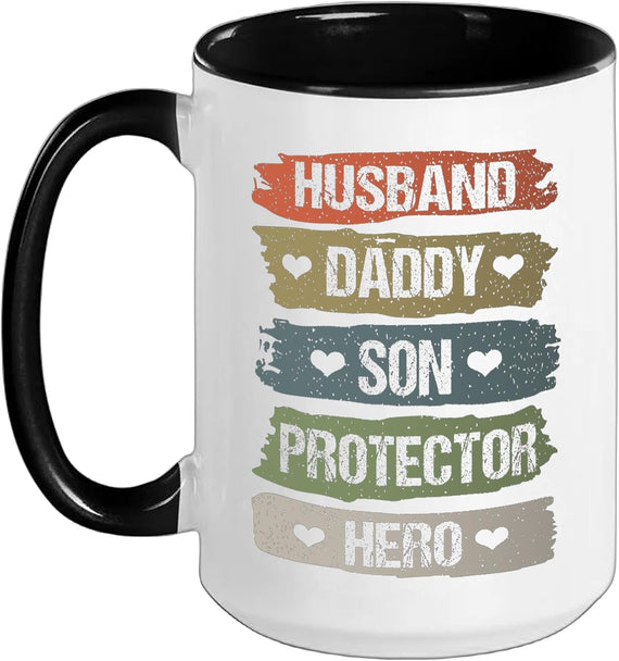 Vintage Husband Daddy Son Protector Hero For Dad Fathers Ceramic Mug