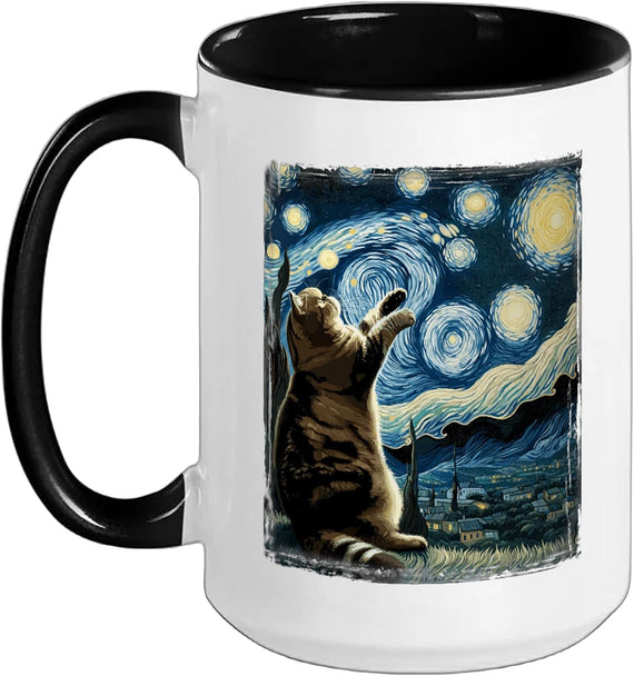 Van Gogh Starry Night Style Artistic Exotic Shorthair Cat Ceramic Mug