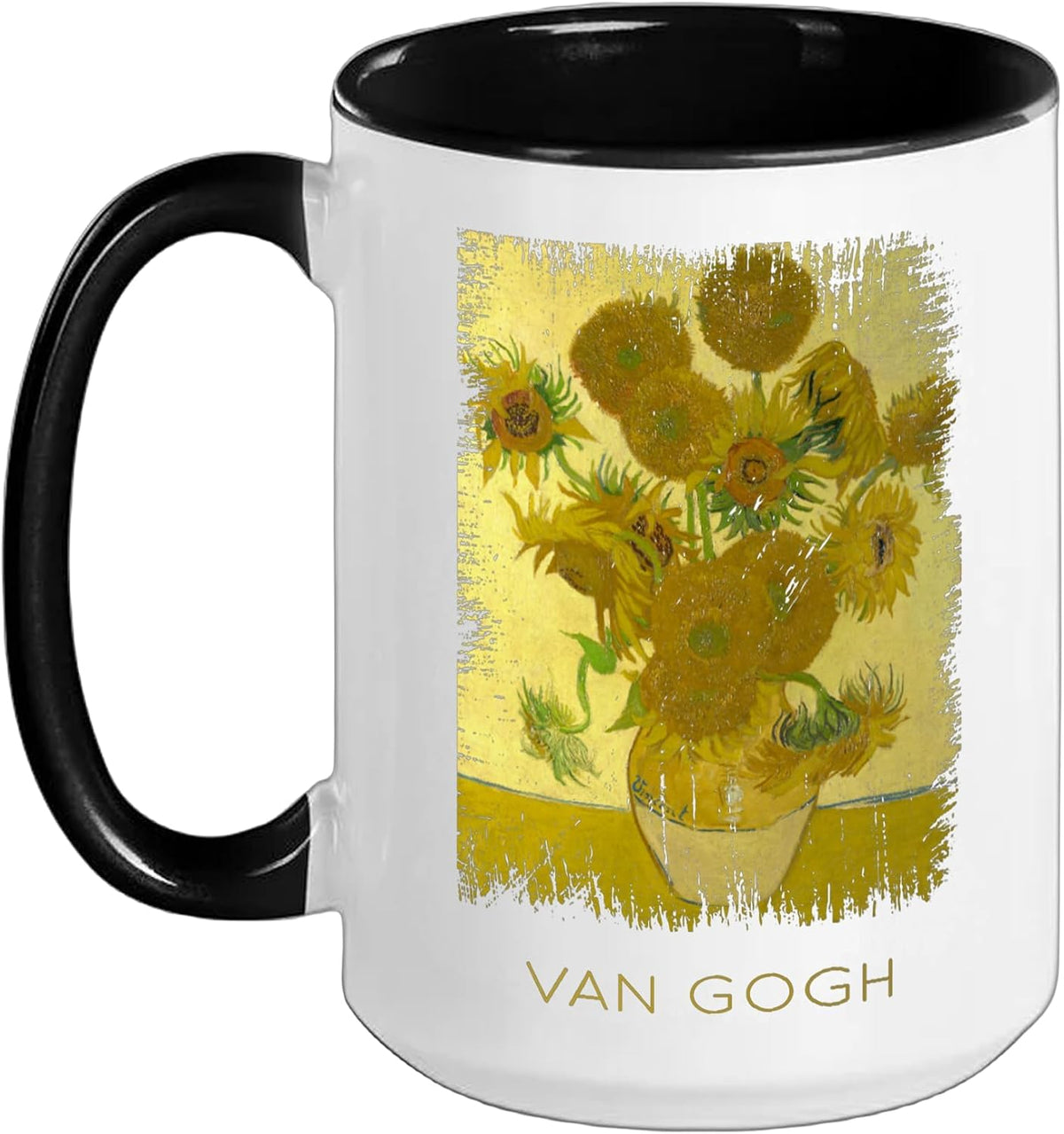 Van Gogh Sunflowers Grunge Art Ceramic Mug