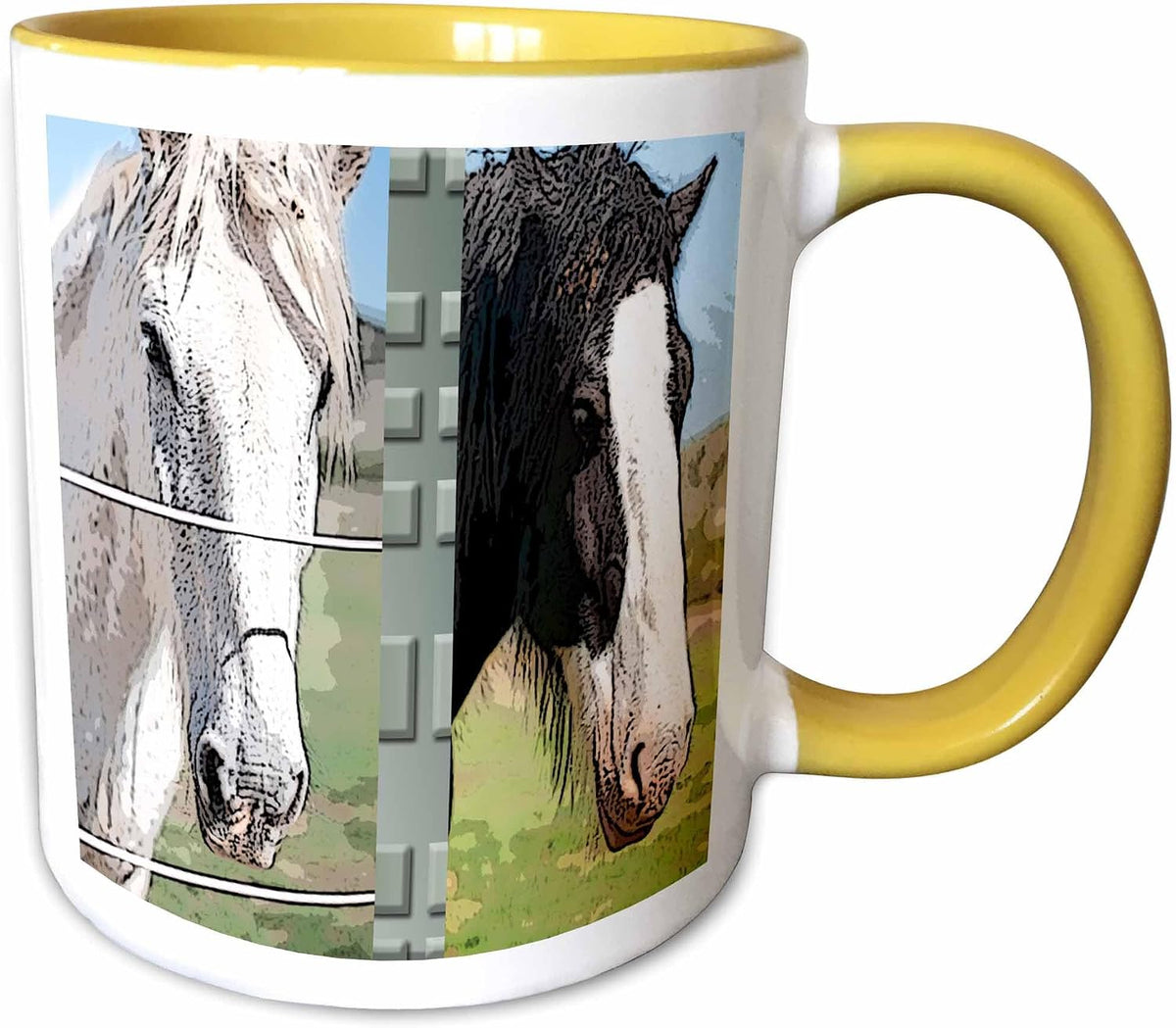 Black White Horse Page Posturized Layered Ceramic Mug