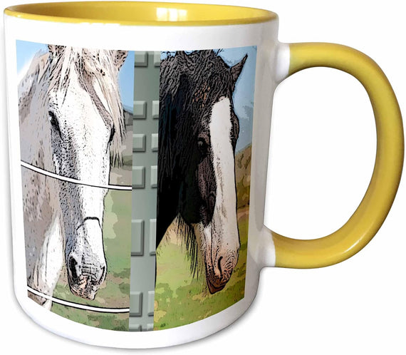 Black White Horse Page Posturized Layered Ceramic Mug