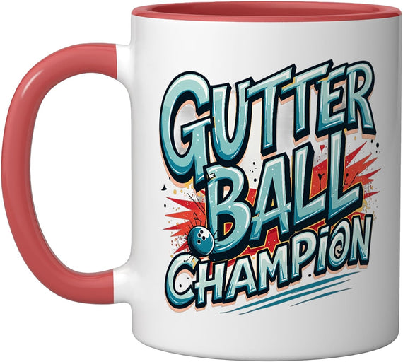 Gutter Ball Champion Bowling Humor Design Ceramic Mug