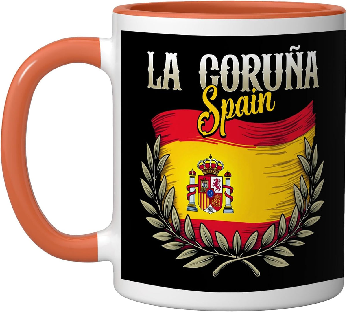 La Coruna Spain Flag Spanish City La Coruna Vacation Ceramic Mug