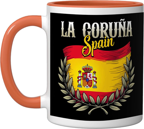 La Coruna Spain Flag Spanish City La Coruna Vacation Ceramic Mug