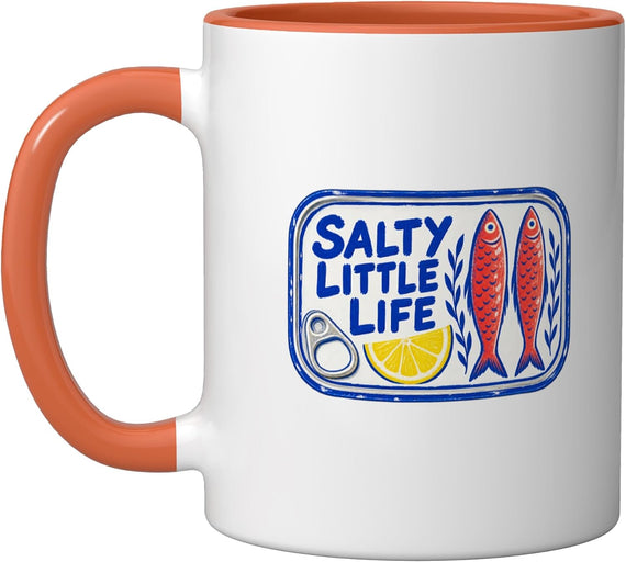 Salty Little Life Retro Sardines Tinned Fish Coastal Humor Ceramic Mug