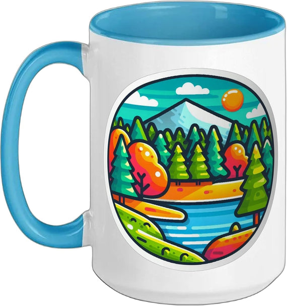Autumn Lake And Forest Hills Fall Color Art Nature Outdoors Mug
