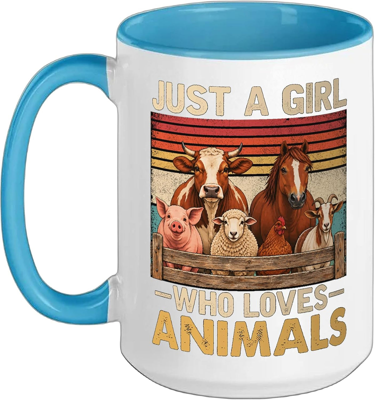Just A Girl Who Loves Animals Farm Cow Horse Pig Goat Ceramic Mug