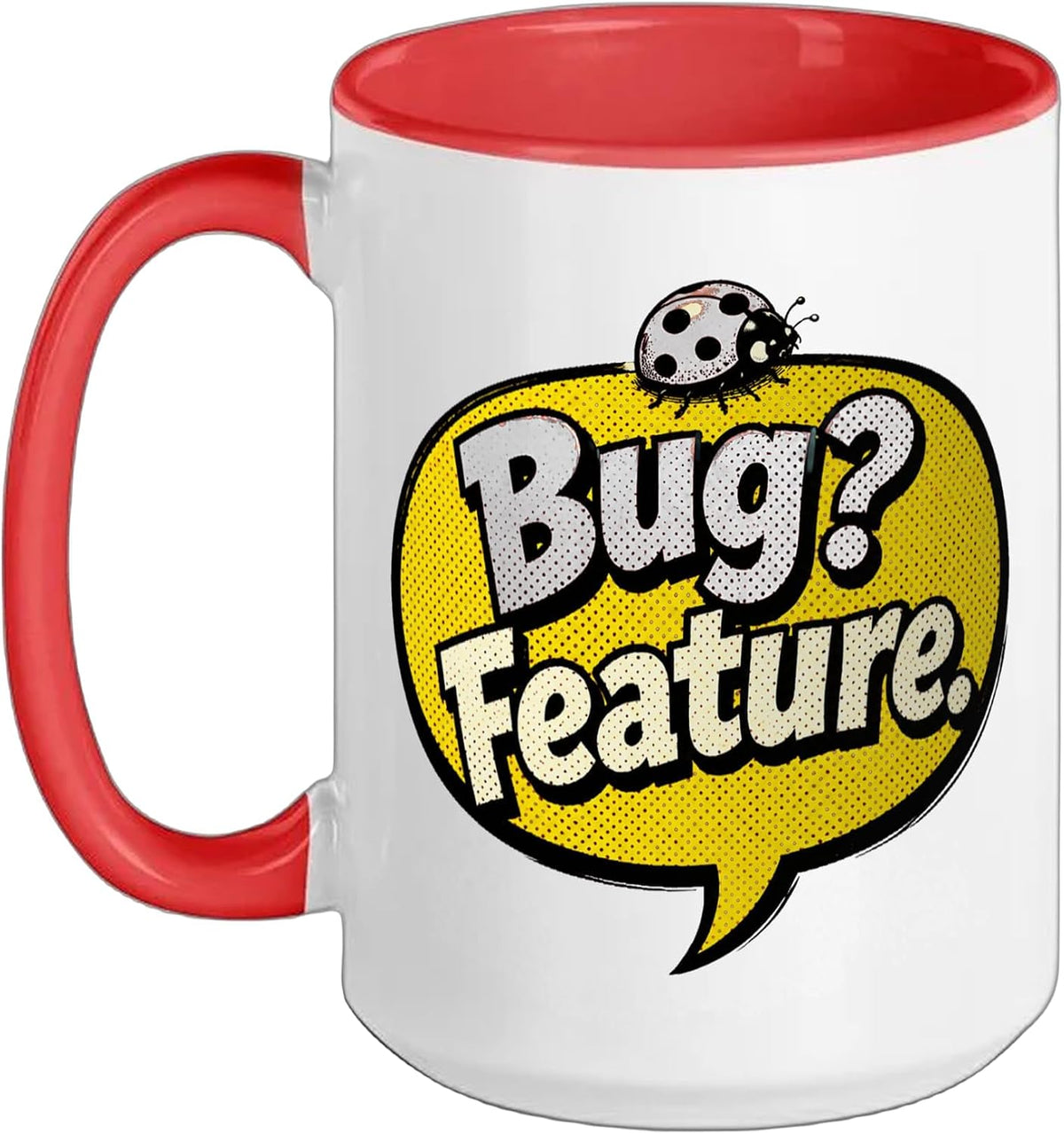 Bug? Feature. Software Engineer Coding Retro Pop Art Ceramic Mug
