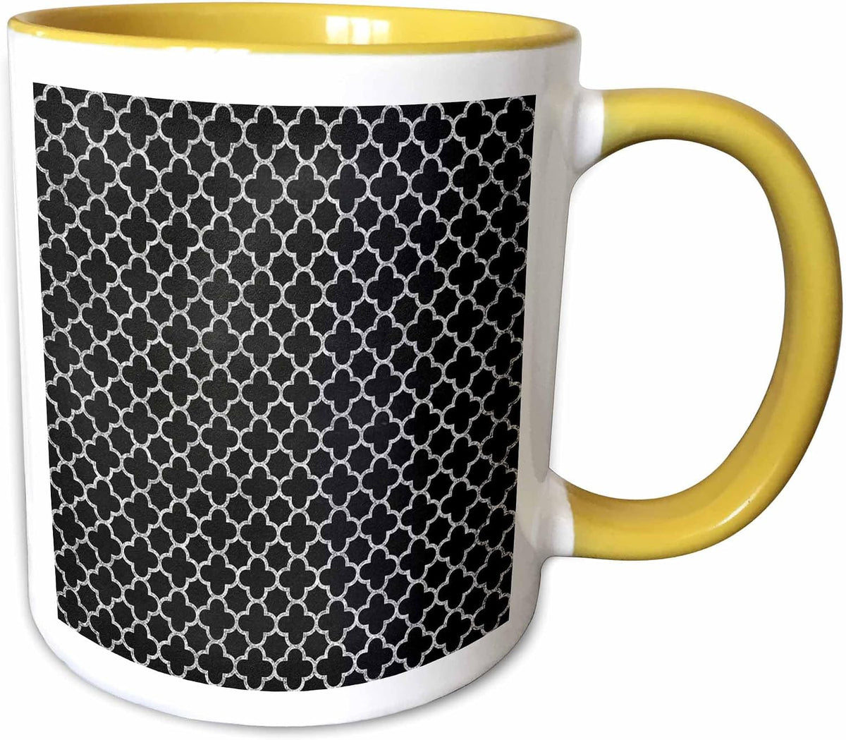 Chic Faux Silver Quatrefoil Pattern Ceramic Mug