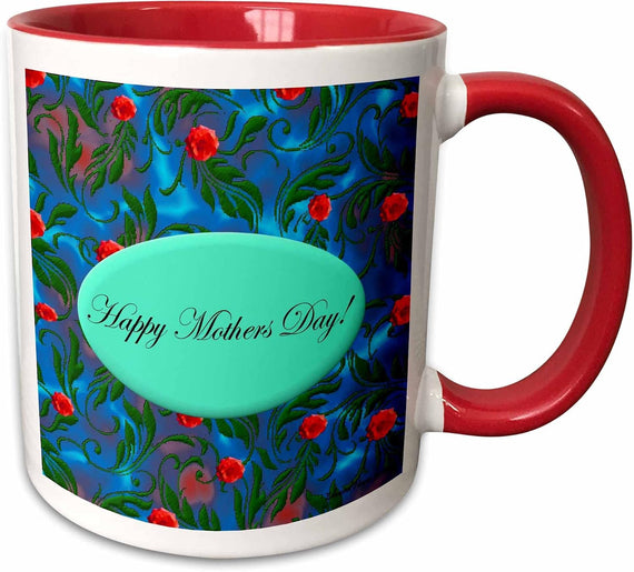 Blue & Red Rose Happy Mothers Day Jr Day Ceramic Mug