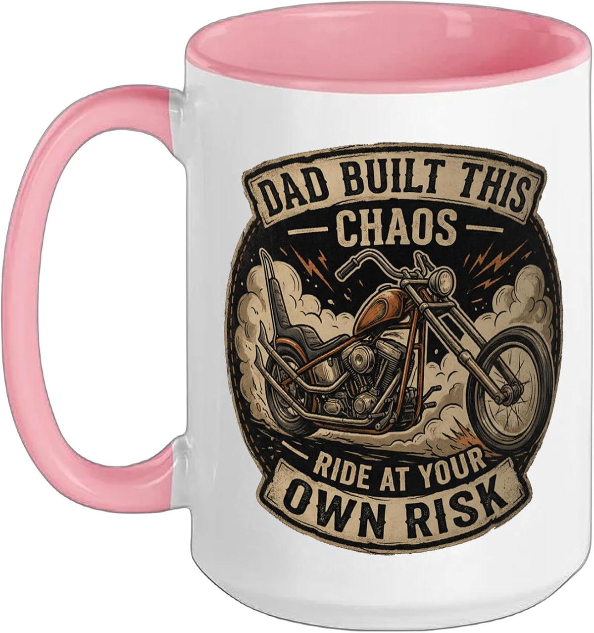 Funny Papa Motorcycle Rider Dad Biker Gift Built This Ceramic Mug