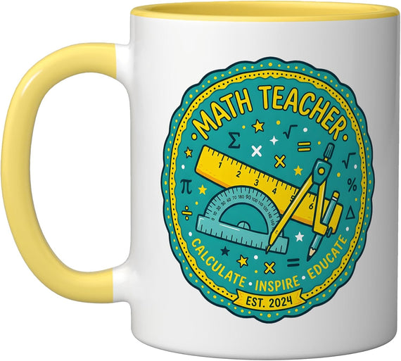 Math Teacher Calculate Inspire Educate Math Tools Geometry Ceramic Mug