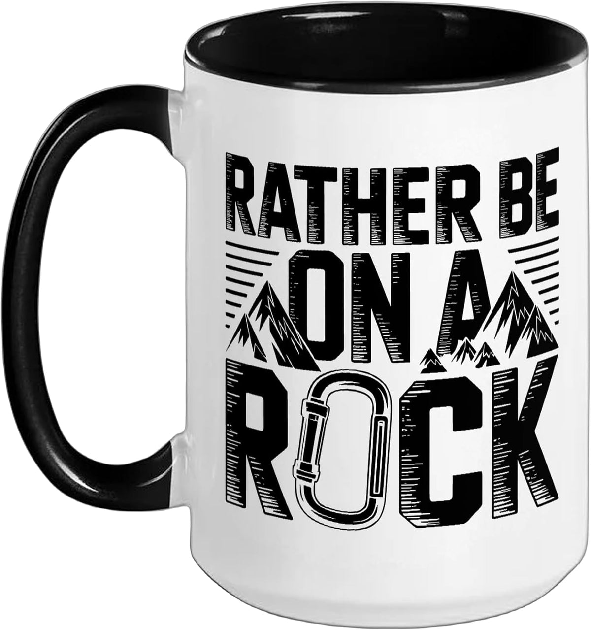 Rather Be On A Rock Funny Climbing Carabiner Ceramic Mug