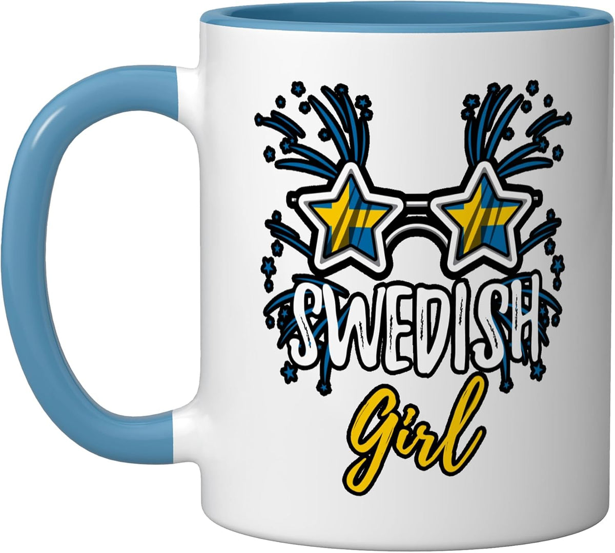 Sweden Flag Sunglasses Swedish Girl Ceramic Mug
