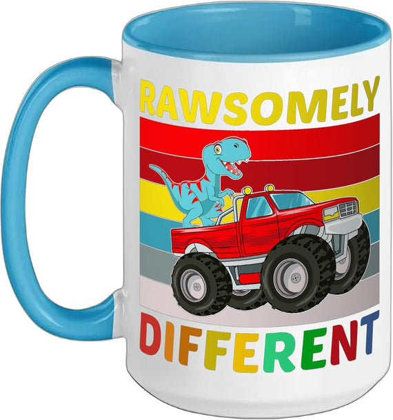 Rawsomely Different Dinosaur Monster Truck Rainbow Ceramic Mug