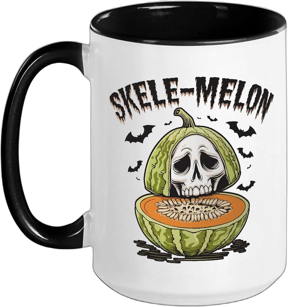 Skele-Melon Skull Halloween Melon Pun Ceramic Mug