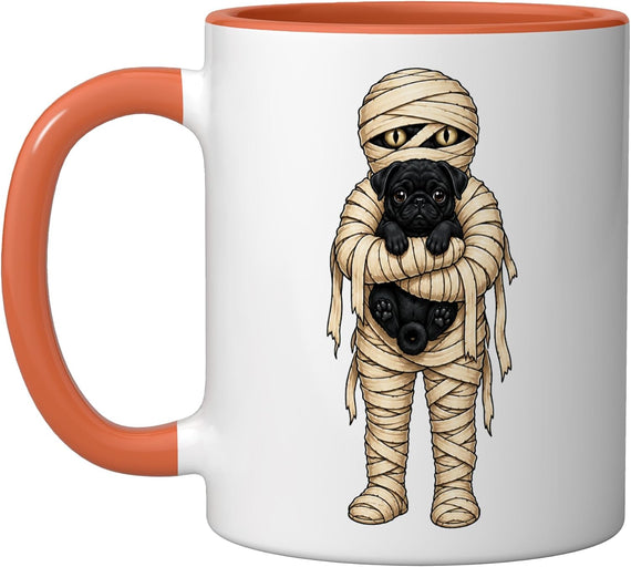 Mummy Black Pug Funny Dog Halloween Ceramic Mug