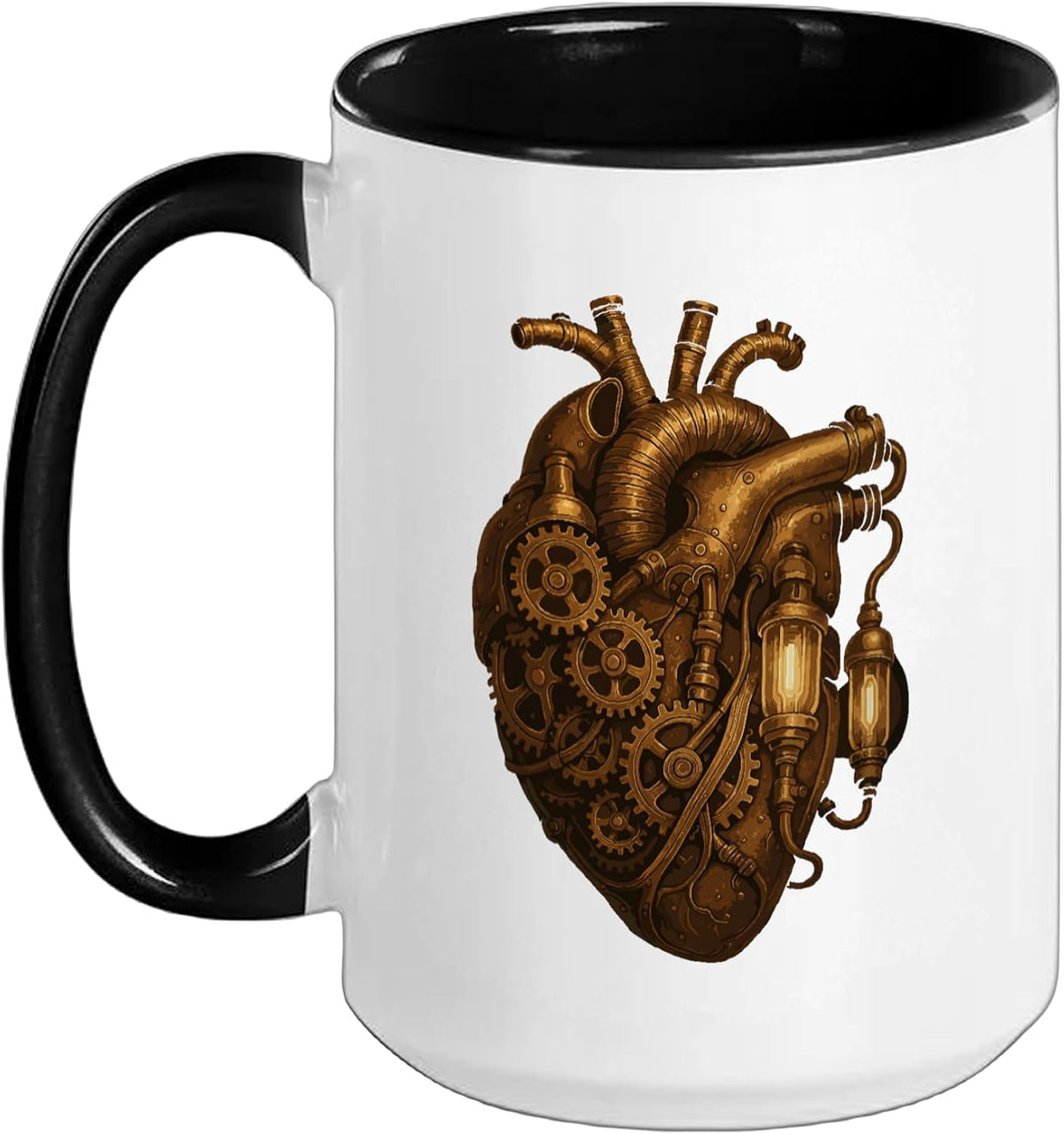 Steampunk Mechanical Heart Clockwork Gears Art Ceramic Mug