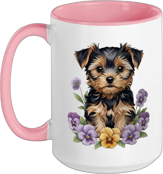 Mom Yorkie Dog Mom Puppy Mom Floral Mother's Day Christmas Ceramic Mug