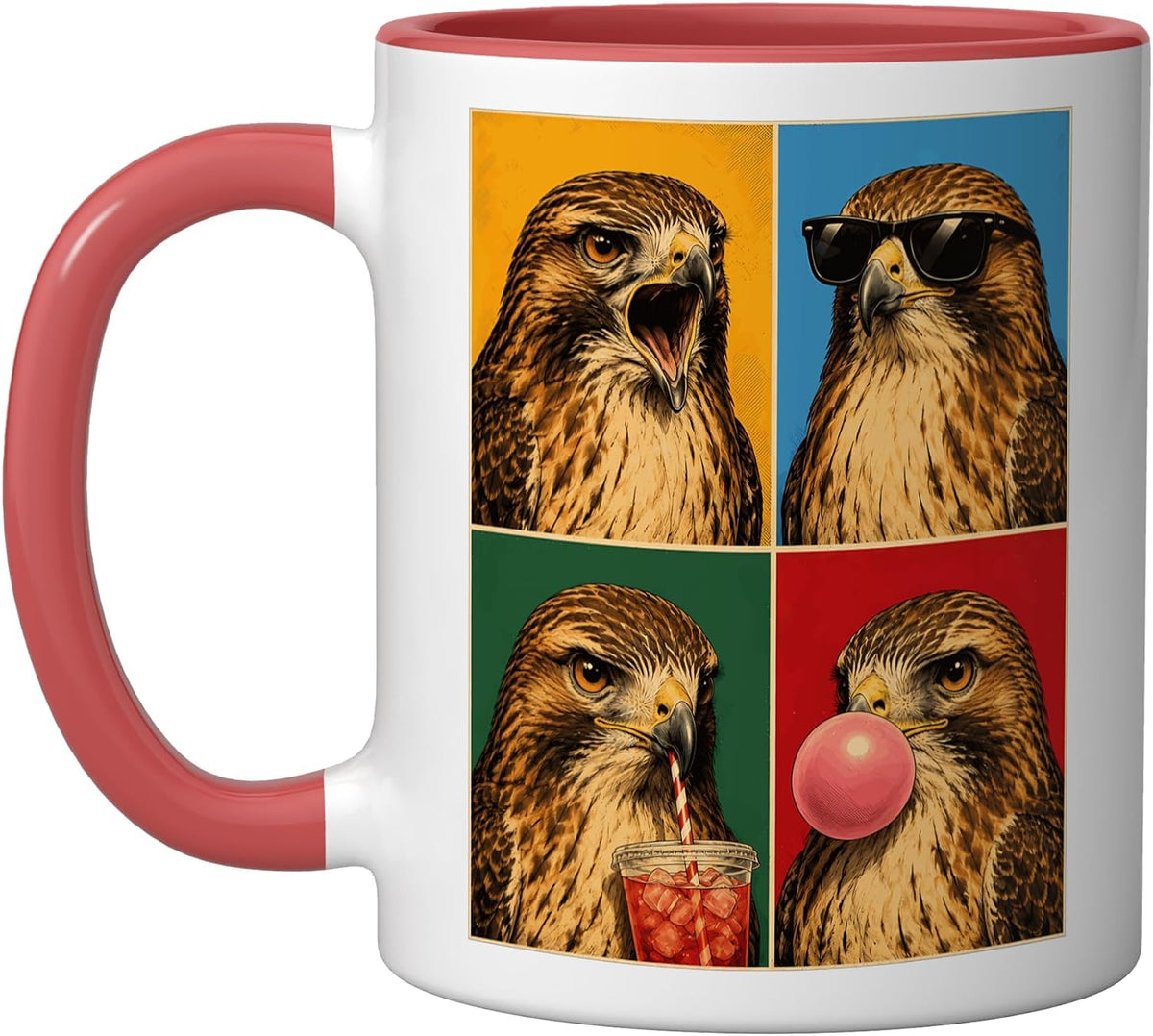 Cool Hawk Pop Art Funny Raptor Bird Men Women Youth Ceramic Mug