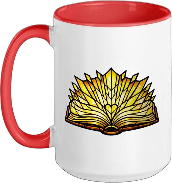 Book Reading Knowledge Stained Art Deco Literature Wi Ceramic Mug