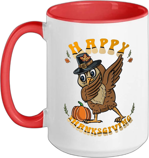 Pilgrim Owl Bird Happy Thanksgiving Kids Ceramic Mug