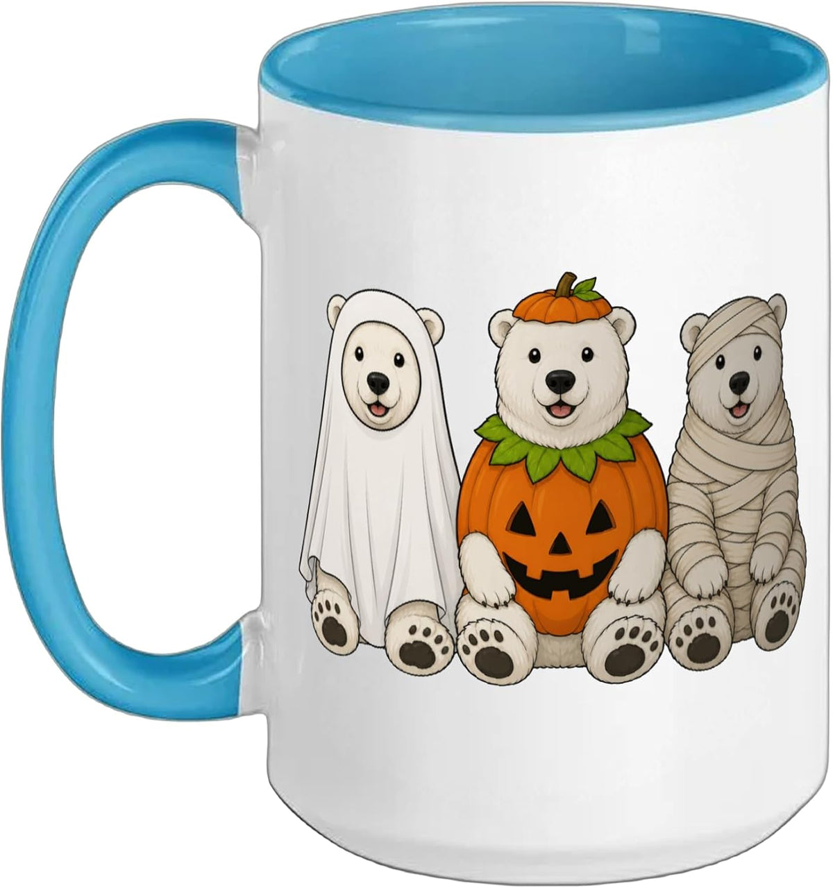 Spooky Polar Bear Pumpkin Ghost Halloween Ceramic Mug