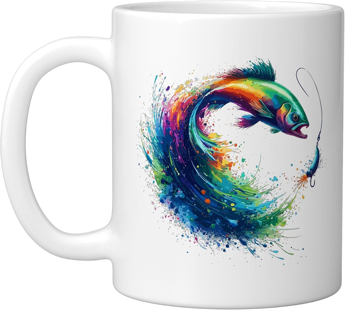 Colorful Fishing Angler Lake Fish Fisherman Ceramic Mug