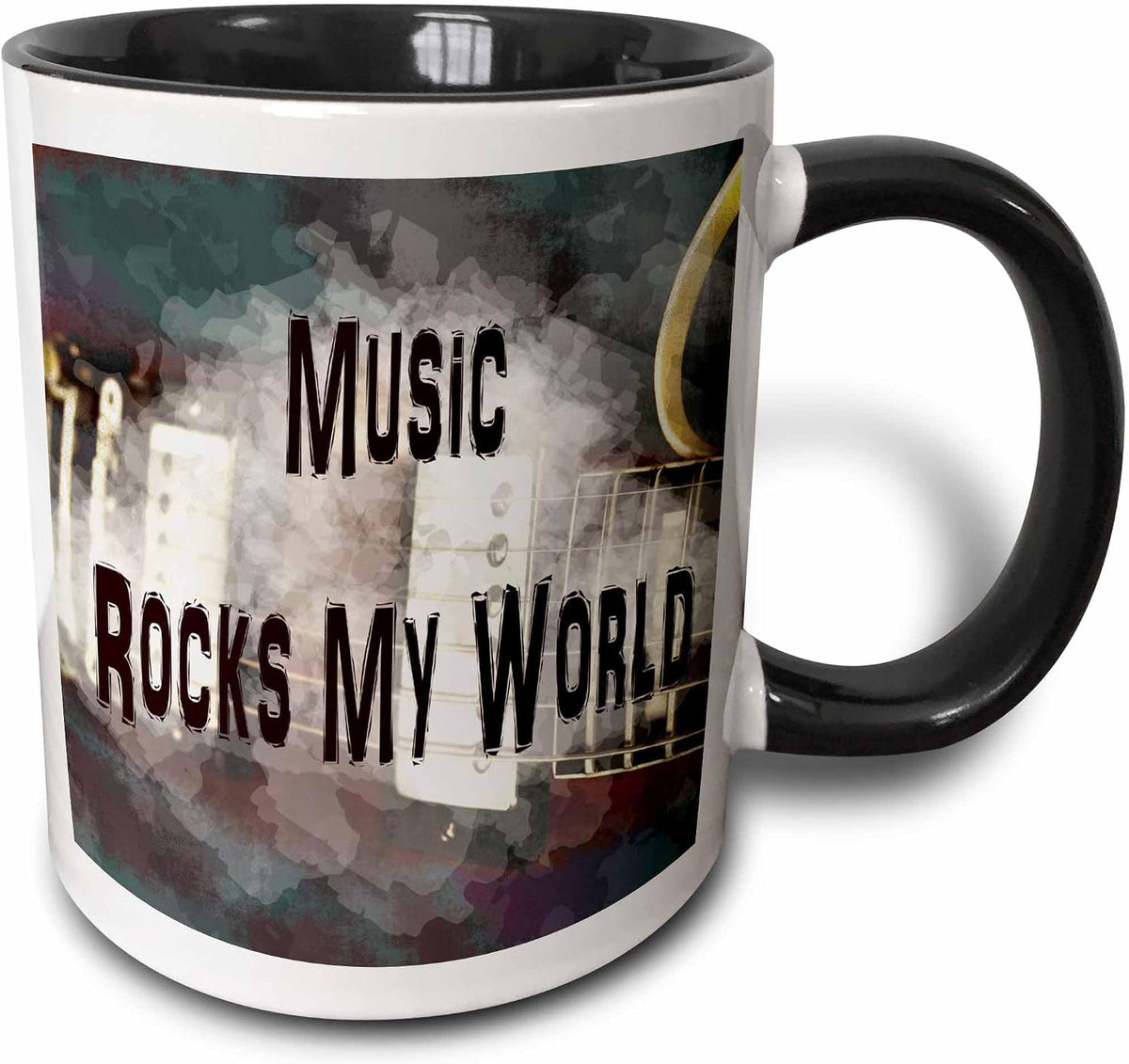 Music Rocks My World Guitar Grunged Ceramic Mug