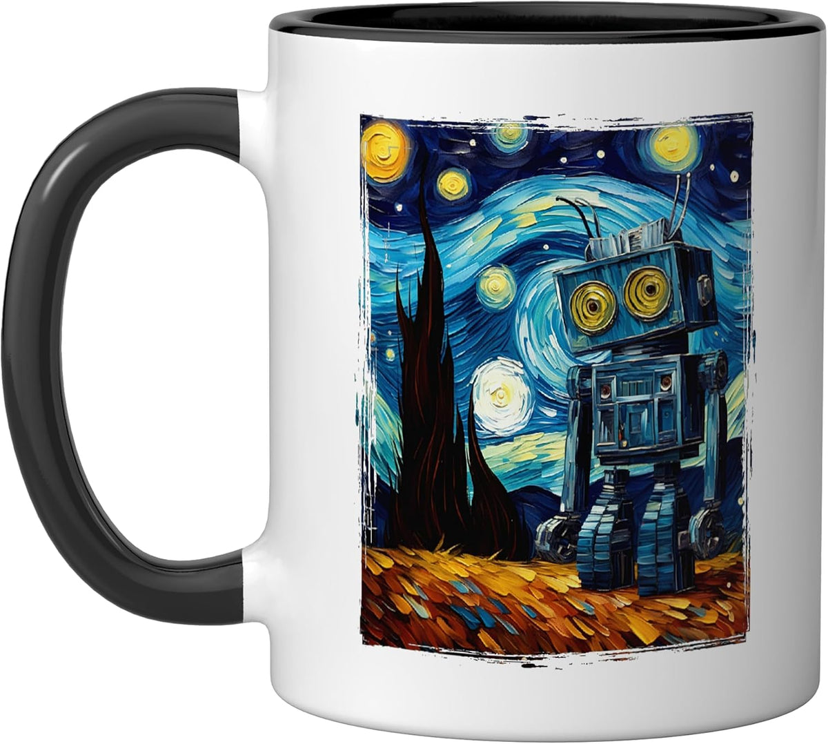 Vintage Robot Art Van Gogh Toy Robot Builder Robotics Ceramic Mug