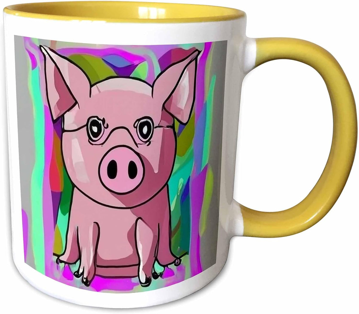 Cool Colorful Funny Pink Pig In Cubism Ceramic Mug
