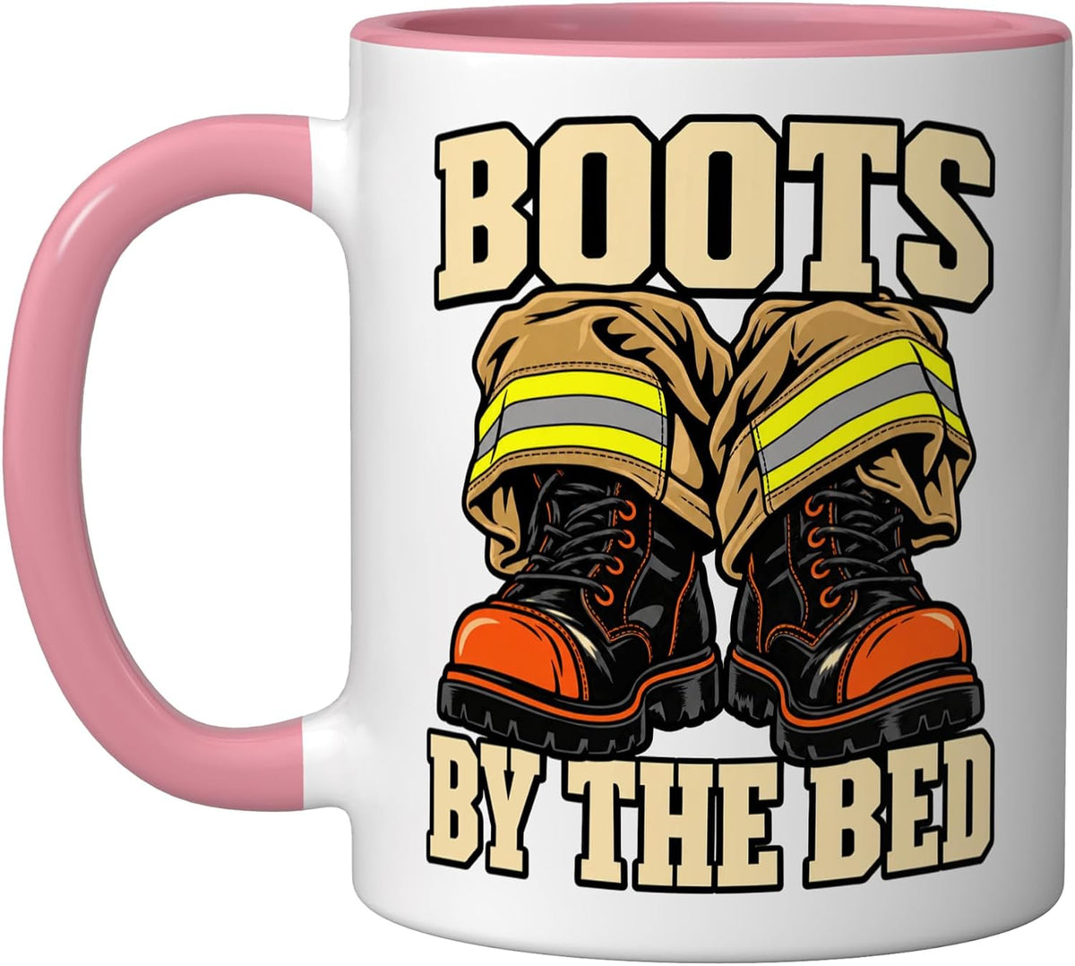 Volunteer Firefighter Boots By The Bed Rescue Fans Funny Ceramic Mug