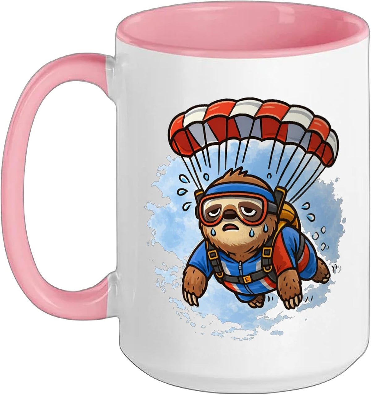Funny Skydiving Sloth Ceramic Mug