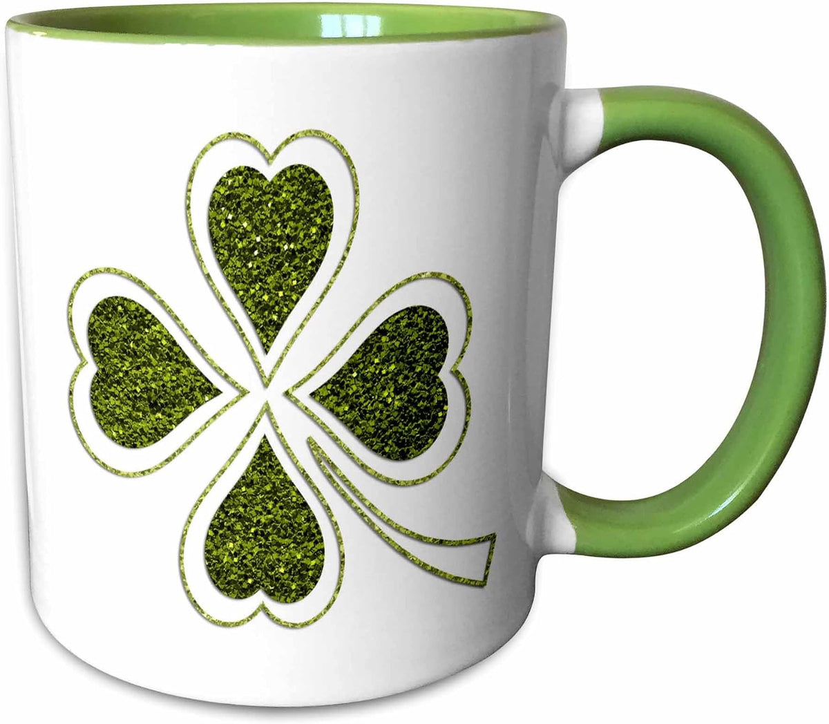 Glam Image Of Green Glitter Four Leaf Clover Ceramic Mug