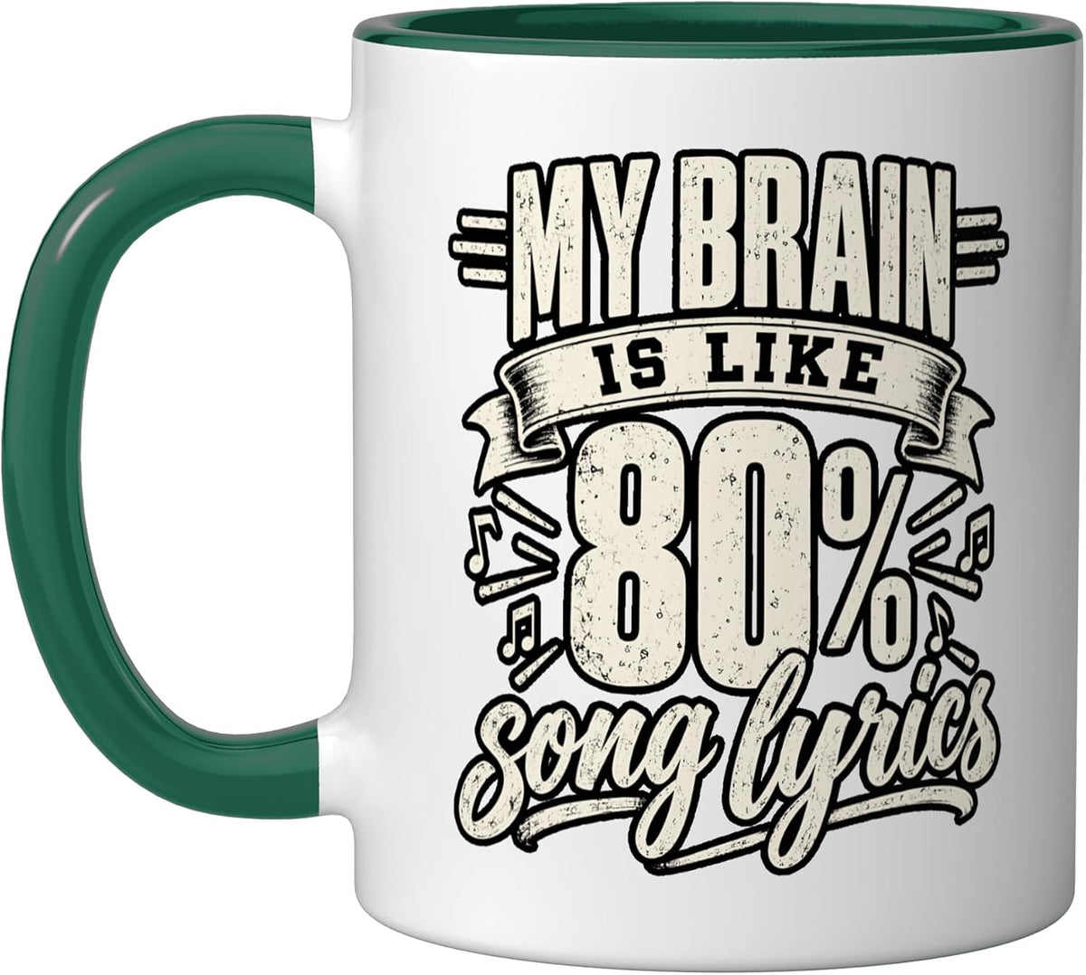 My Brain Is Like 80 Percent Song Lyrics Music Funny Ceramic Mug