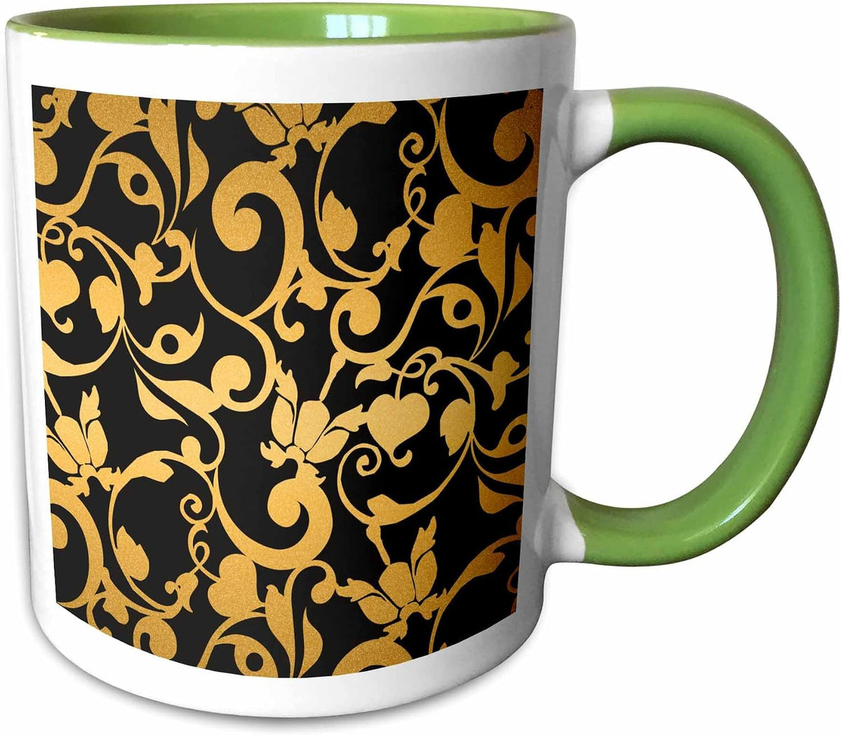 Glam Gold And Black Flourish Pattern Ceramic Mug
