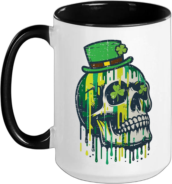 Skull Drip Leprechaun Hat Shamrock St. Patrick's Ceramic Mug