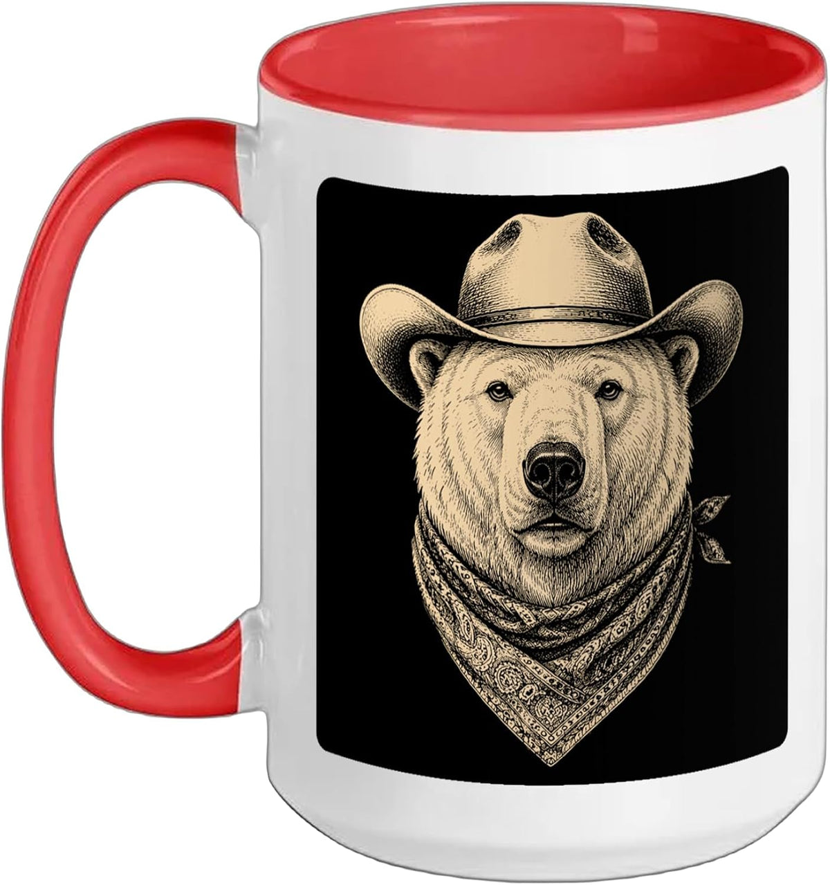 Vintage Polar Bear Cowboy Hat Bandana Retro Western Ceramic Mug