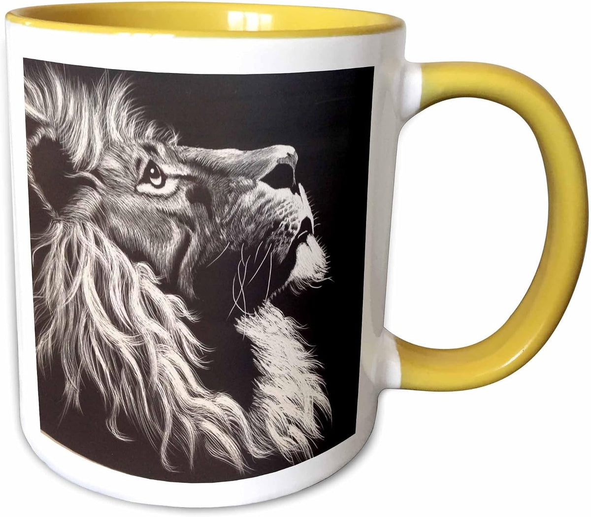 Wildlife Lion In Black And White Colors Ceramic Mug