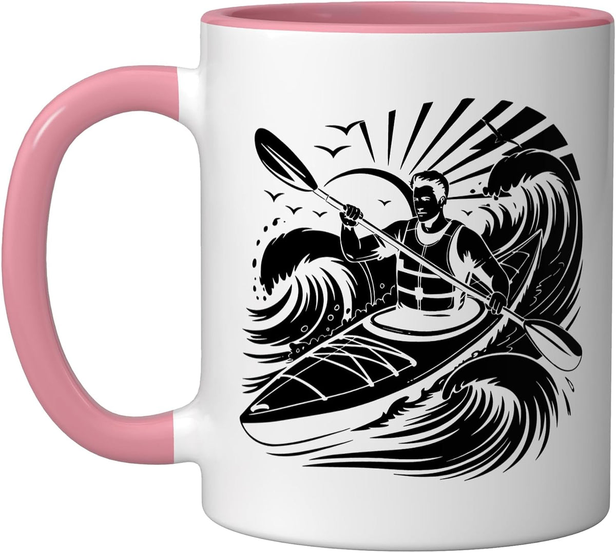 Colorful Sea Kayak Coastal Paddling Ocean Graphic Bright Ceramic Mug