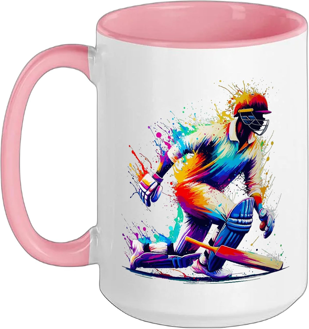 Colorful Splash Art Cricketer Batsman Cricket Bowler Ceramic Mug