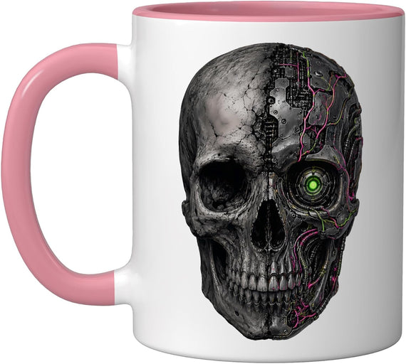 Cyberpunk Half Skull Cybernetic Futuristic Ceramic Mug
