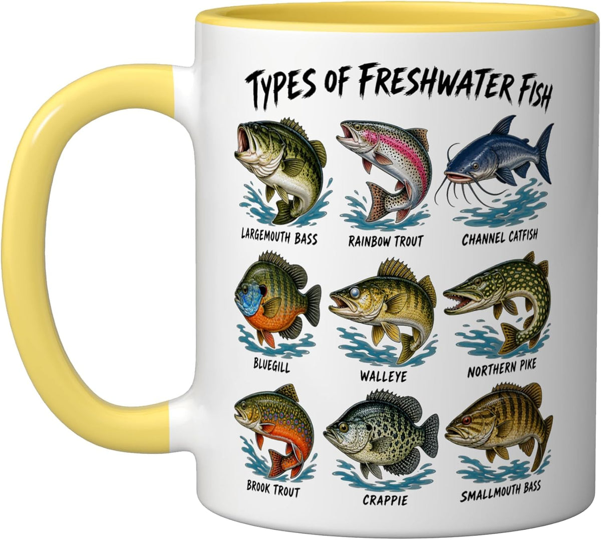 Types Of Freshwater Fish Angler Fisherman Ceramic Mug