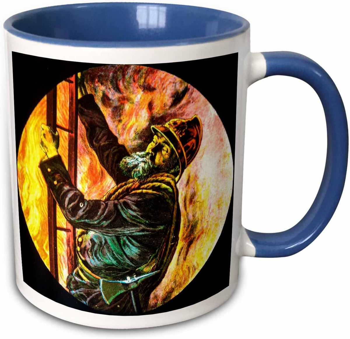 Victorian Era Fireman Climbing Ladder. First Ceramic Mug